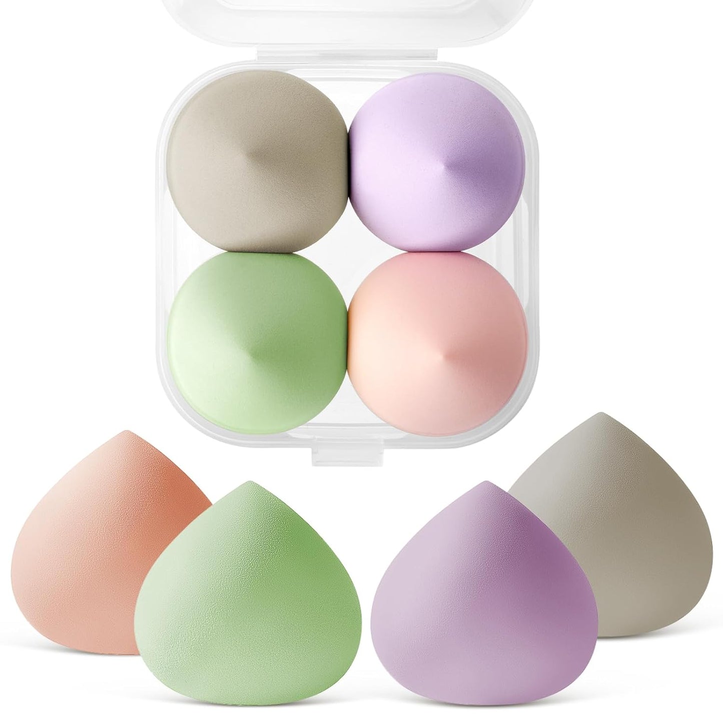 Makeup Sponges Blender Set, 4 Pcs Professional Beauty Sponge Foundation Blending Blender with 1 Sponge Holder, Pink Makeup Sponges for Cream, Liquid and Powder