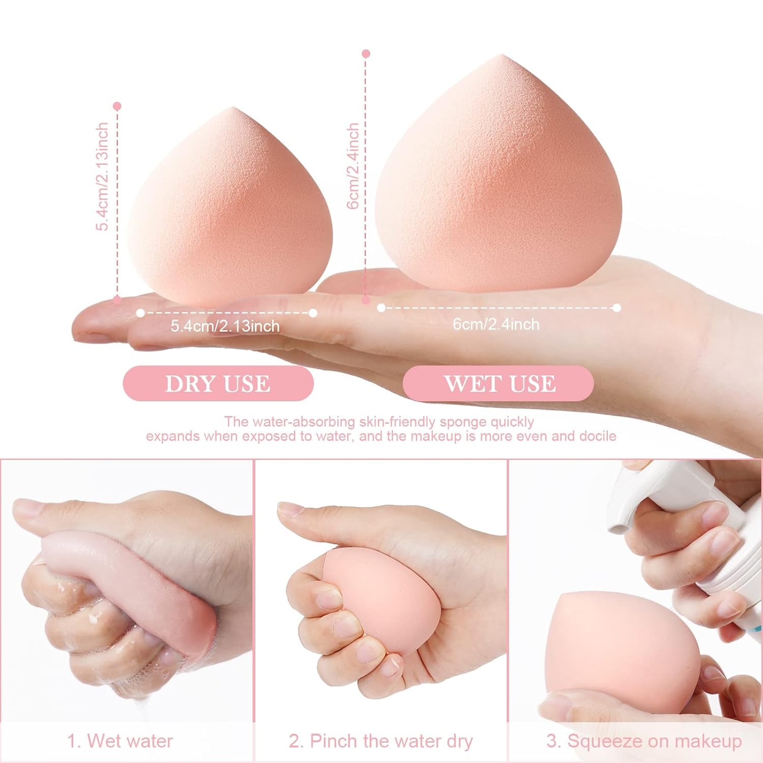 Makeup Sponges Blender Set, 4 Pcs Professional Beauty Sponge Foundation Blending Blender with 1 Sponge Holder, Pink Makeup Sponges for Cream, Liquid and Powder