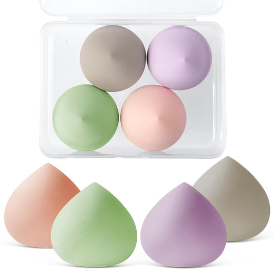 Makeup Sponges Blender Set, 4 Pcs Professional Beauty Sponge Foundation Blending Blender with 1 Sponge Holder, Pink Makeup Sponges for Cream, Liquid and Powder