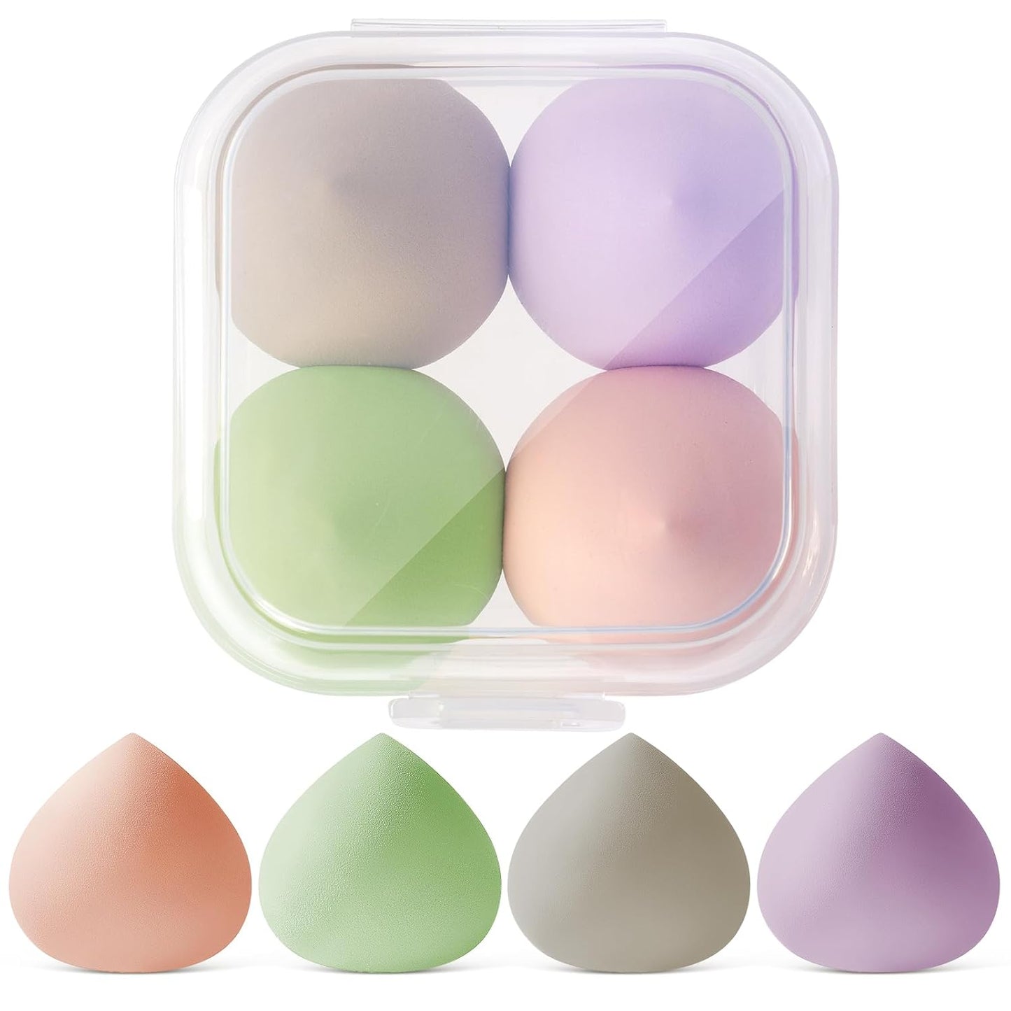 Makeup Sponges Blender Set, 4 Pcs Professional Beauty Sponge Foundation Blending Blender with 1 Sponge Holder, Pink Makeup Sponges for Cream, Liquid and Powder